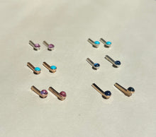 Load image into Gallery viewer, Gemstone Bar Stud Earrings
