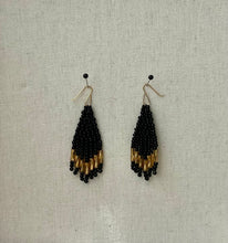 Load image into Gallery viewer, Black and Gold Beaded Earrings