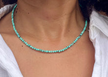 Load image into Gallery viewer, Sky Blue Dainty Turquoise Beaded Choker Necklace Throat Chakra "Voice of Truth"