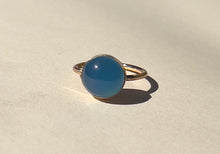Load image into Gallery viewer, Round Electric Blue Chalcedony Gold Ring