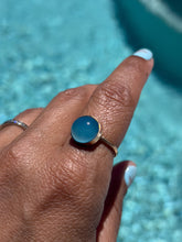 Load image into Gallery viewer, Round Electric Blue Chalcedony Gold Ring
