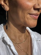 Load image into Gallery viewer, Gold Sunset Dangle Earrings with Miyuki Square Glass Black Beads
