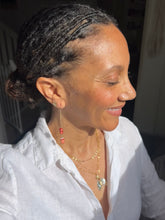 Load image into Gallery viewer, Gold Sunset Dangle Earrings with Spiny Oyster Rondelle Beads